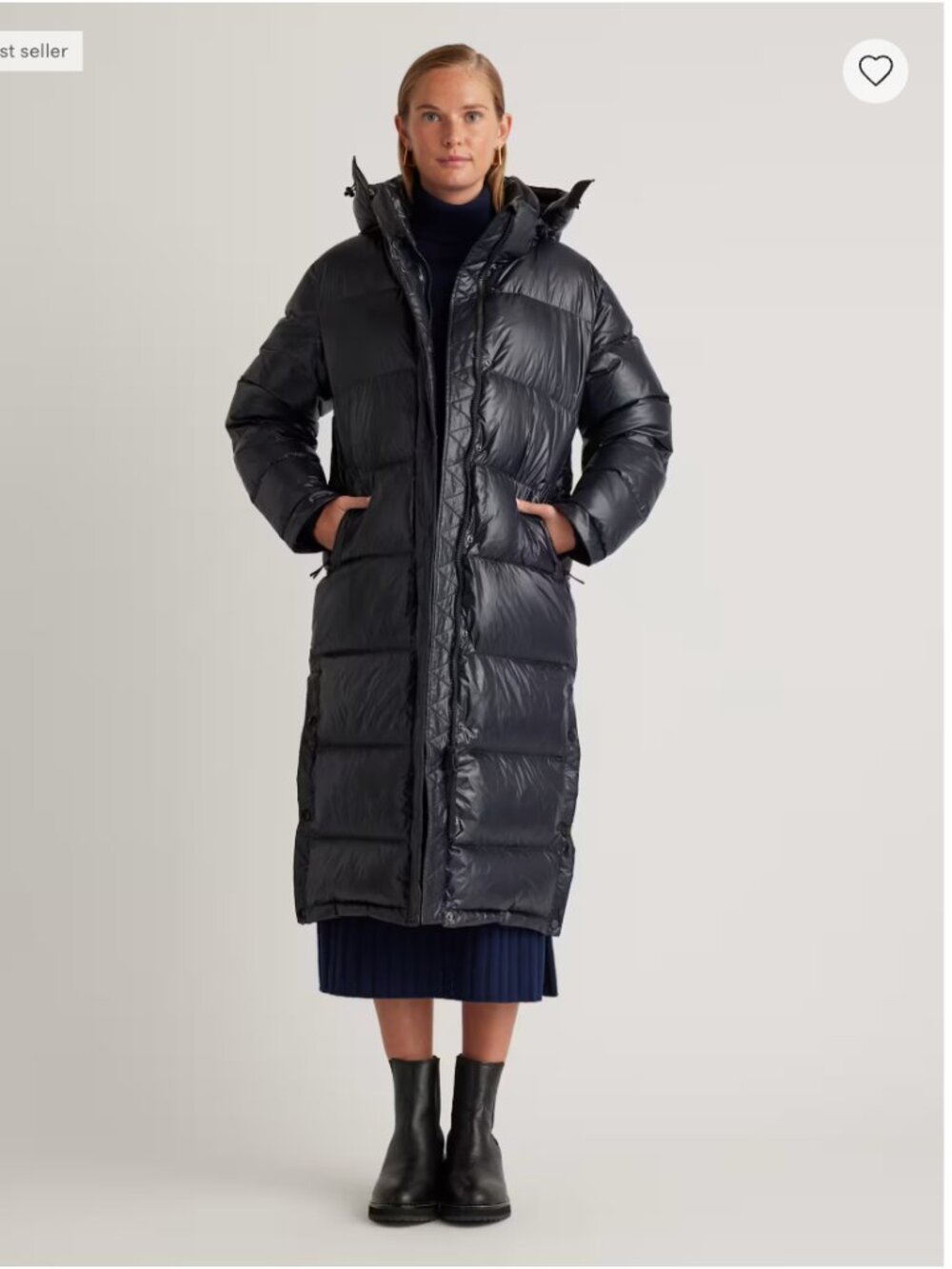 NWT Quince Responsible Down Long Puffer Jacket Women S M L - Shiny Black
